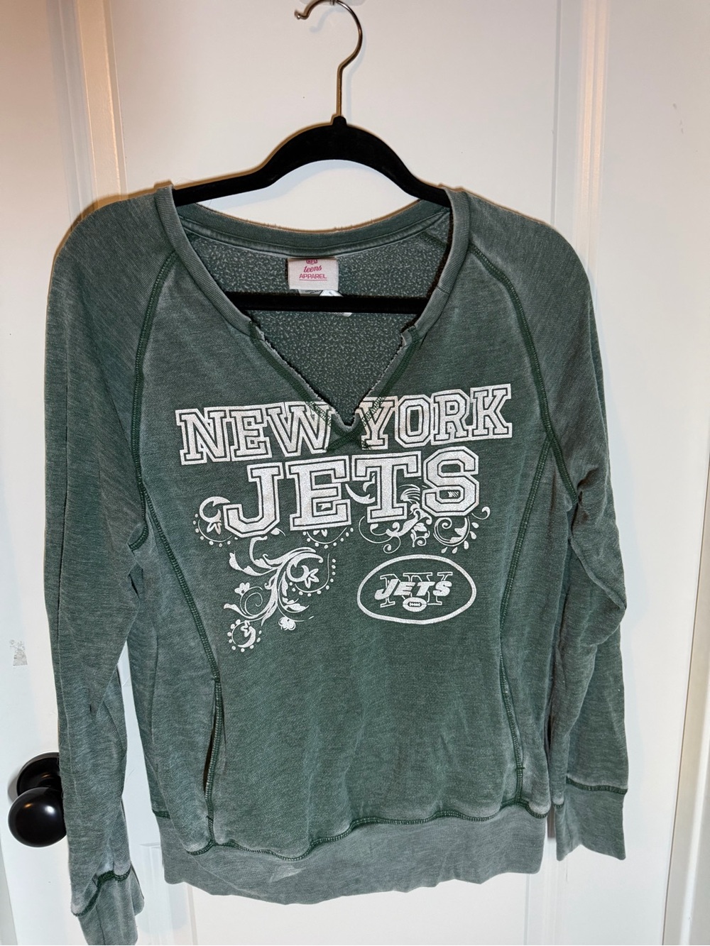 NFL New York Jets Vintage Green Pullover Sweatshirt with White Logo